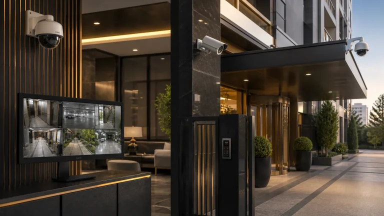 Ankara apartman girişinde bina güvenlik kamerası sistemi